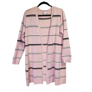 Christopher & Banks Pink Striped Women's Cardigan Sweater Size XL